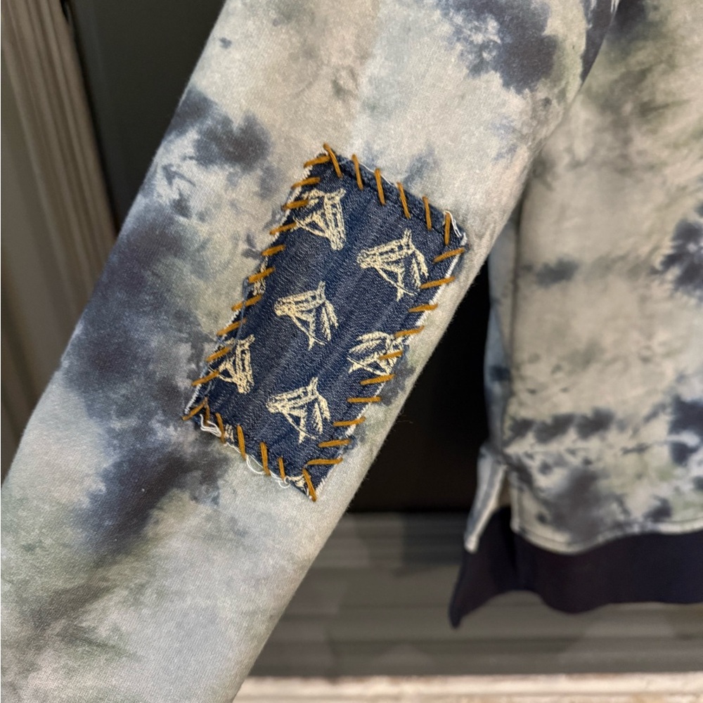 Double D Ranch Tie-Dye Hoodie with Embroidered Horse and Patches - Picture 8 of 11